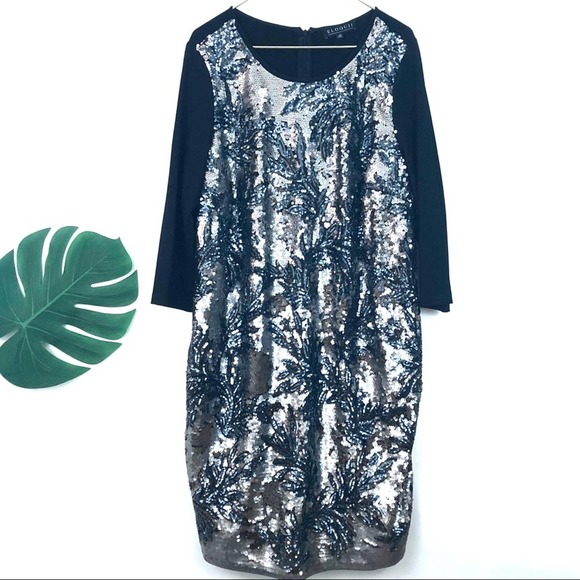 Eloquii Metallic Black & Silver Studio Sequin Dress - Picture 2 of 8